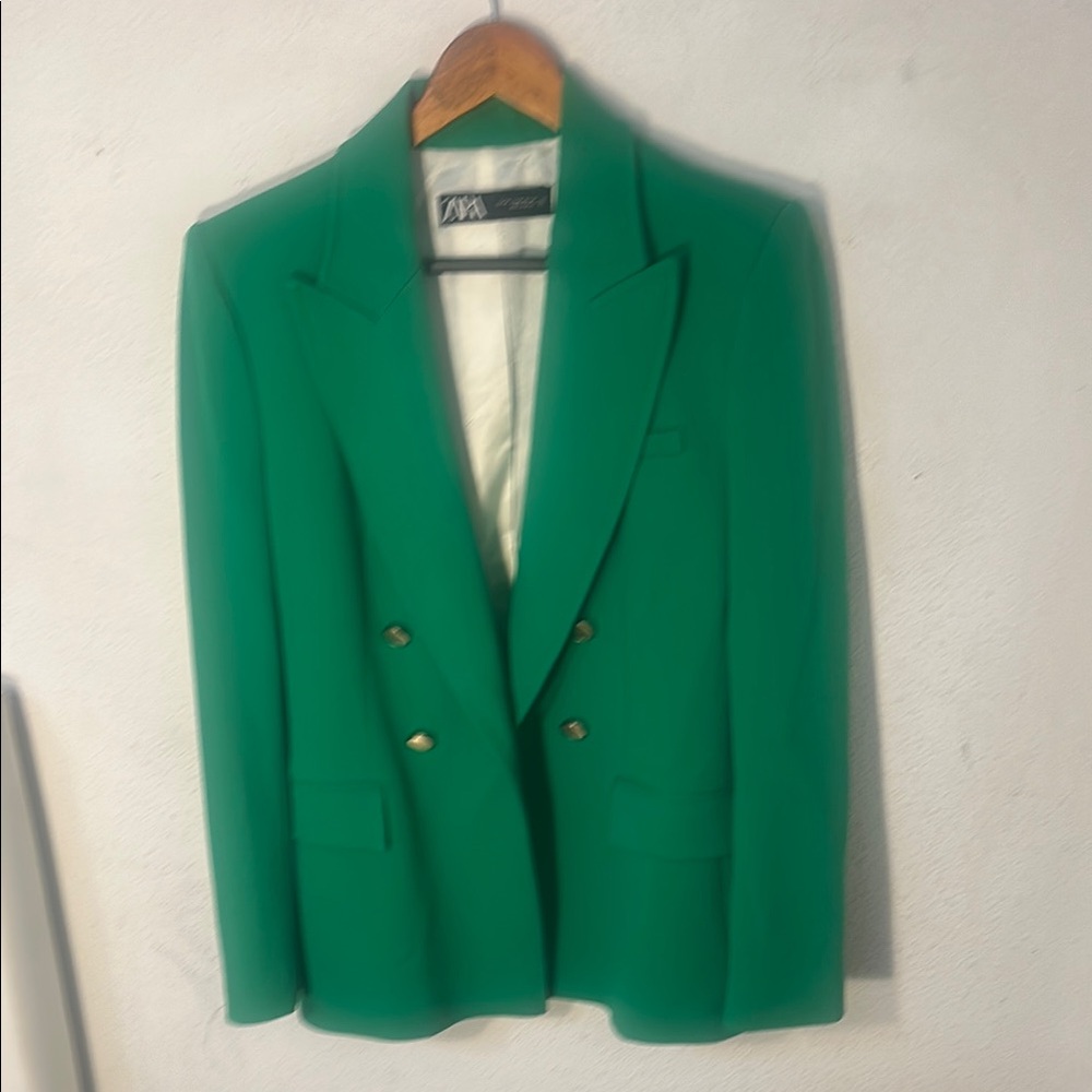 Zara Green Sport Coat with Notched Lapels